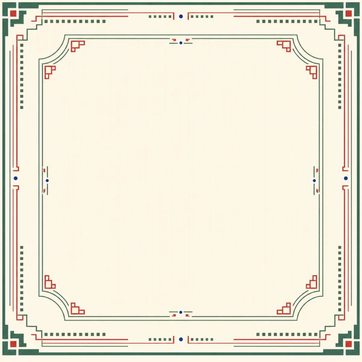 Classic Ivory Jade Red premium Mahjong mat with ivory art deco tile border
