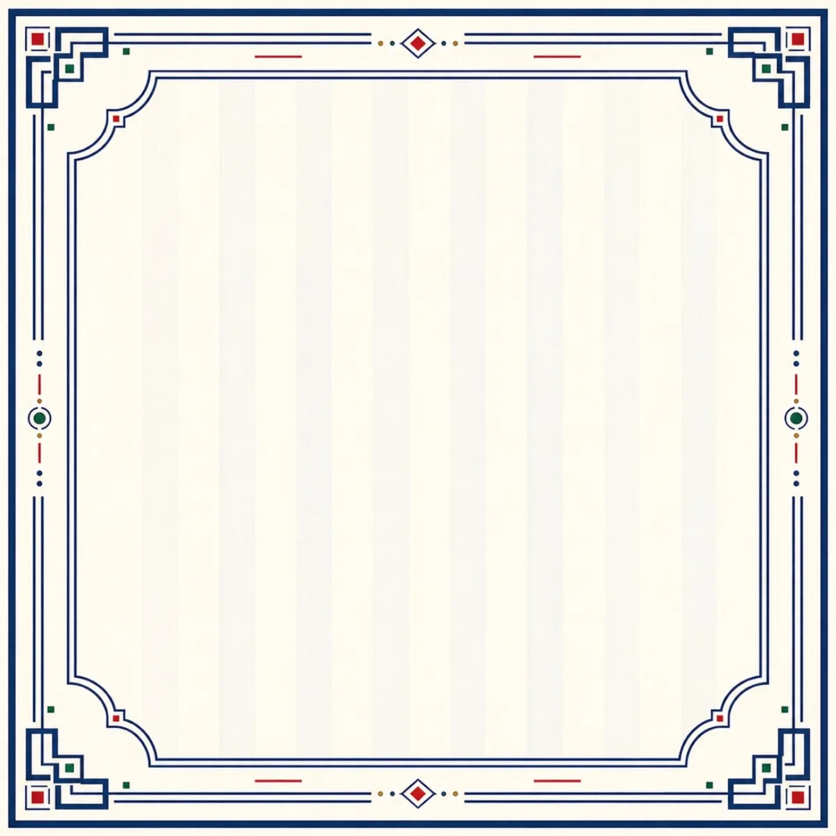 Milk White Navy premium Mahjong mat with crisp navy geometric border