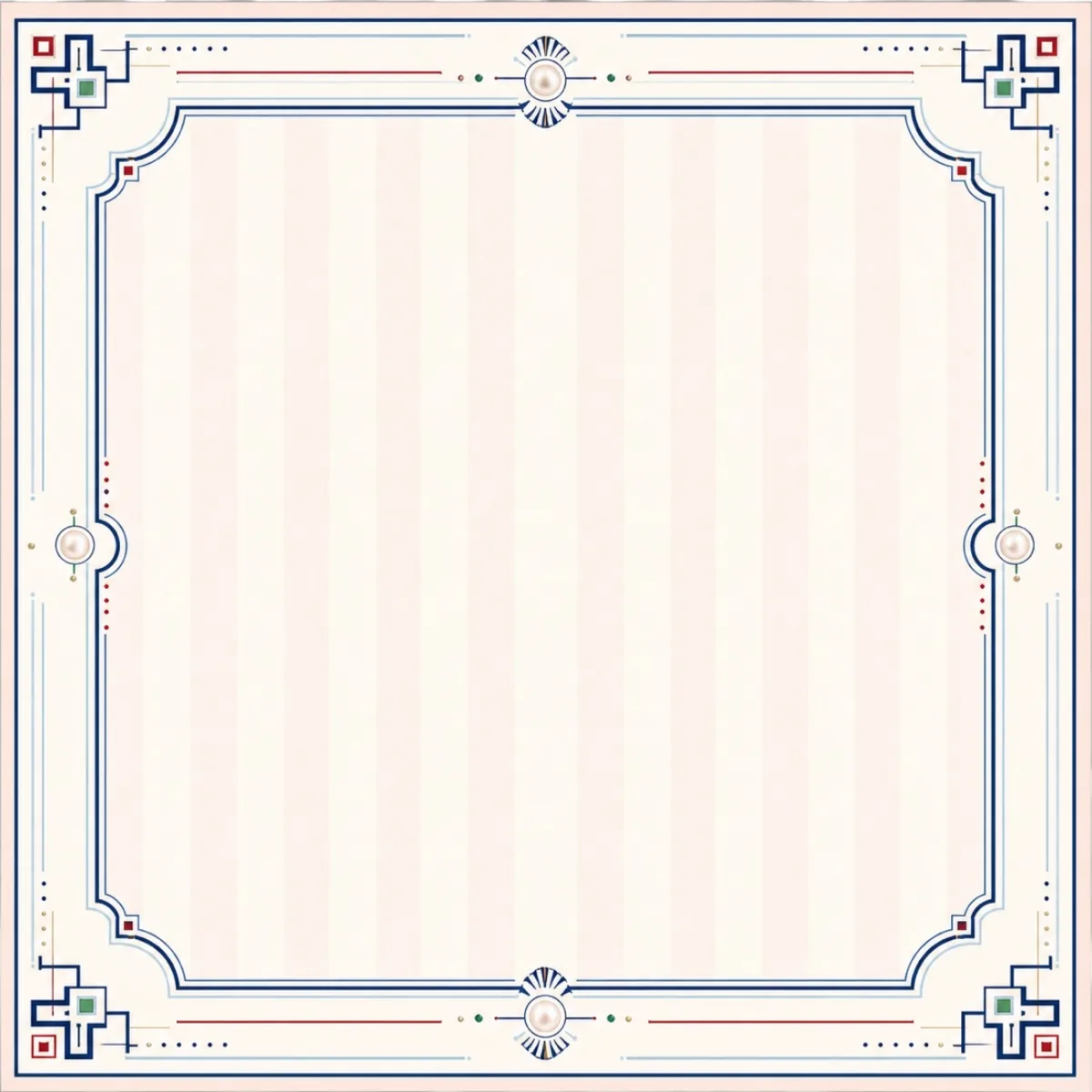 Pearl Navy Blush premium Mahjong mat with navy and blush geometric border