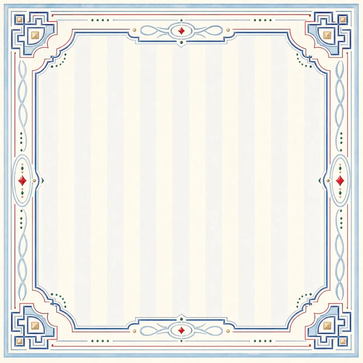 Powder Blue Ruby Jade premium Mahjong mat with powder blue and ruby linework