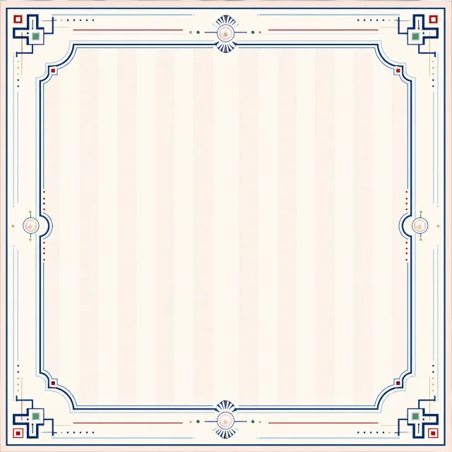 Pearl Navy Blush premium Mahjong mat with navy and blush geometric border