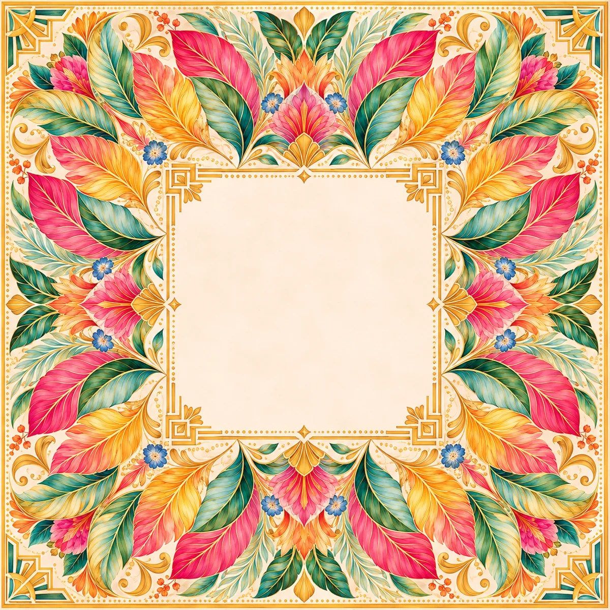 Universal Tropics American Mahjong mat with an open cream center