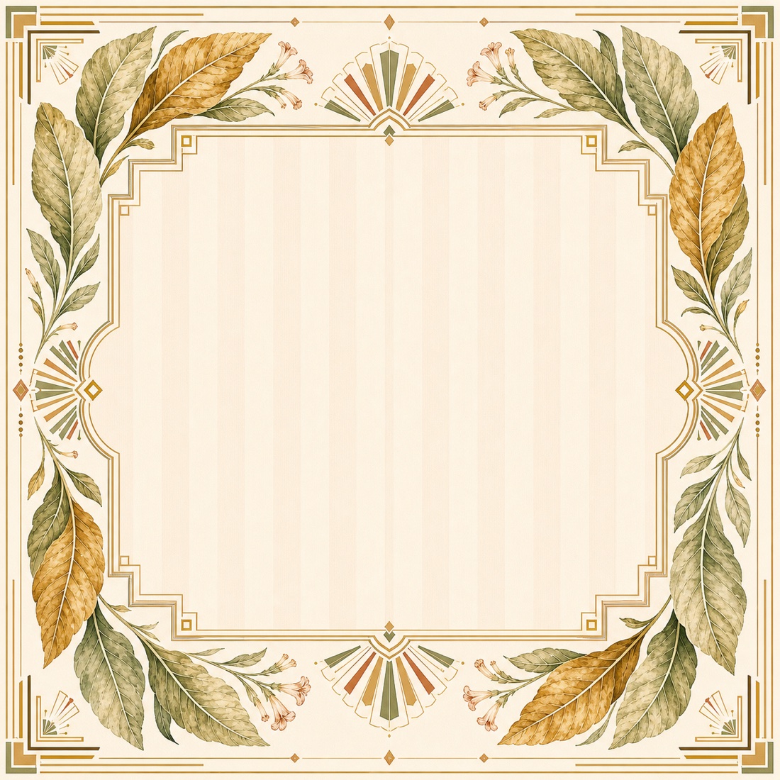 Art Deco Tobacco Club premium Mahjong mat with tobacco leaf border