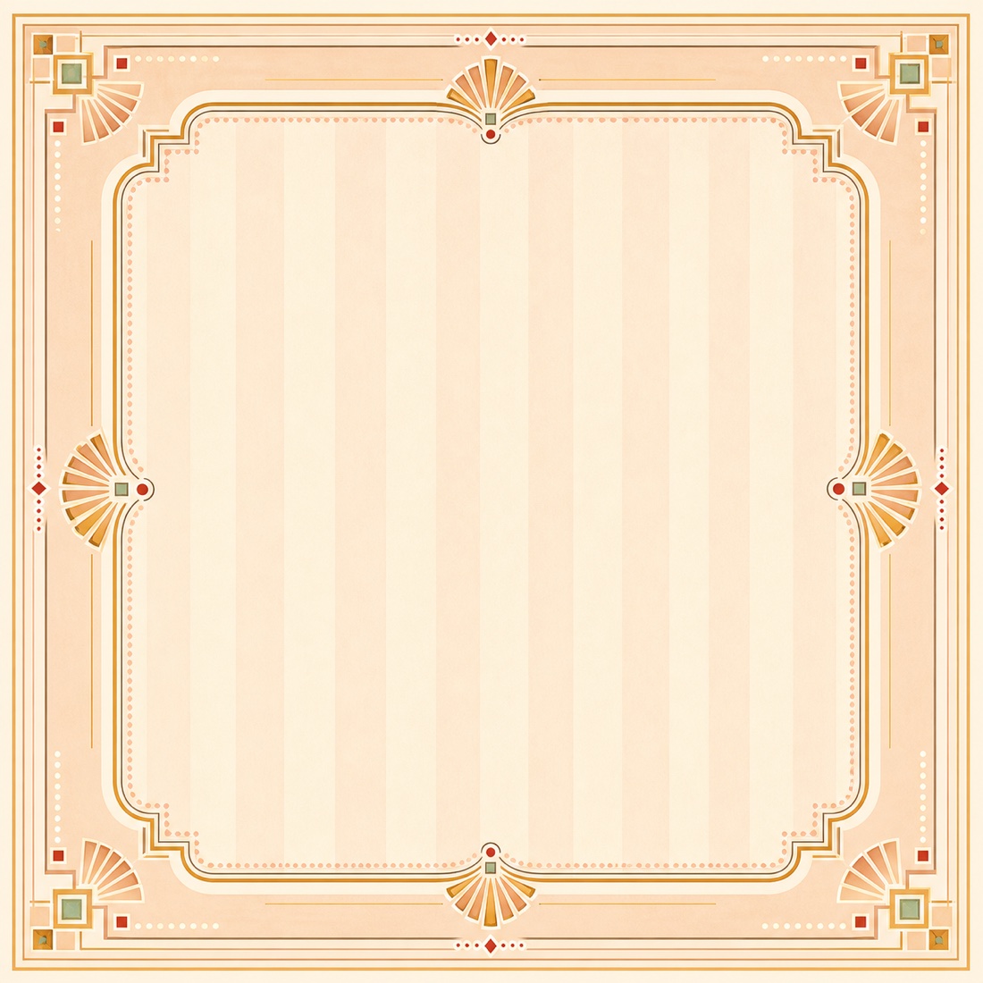 Blush Butterscotch Vintage premium Mahjong mat with soft golden art deco corners