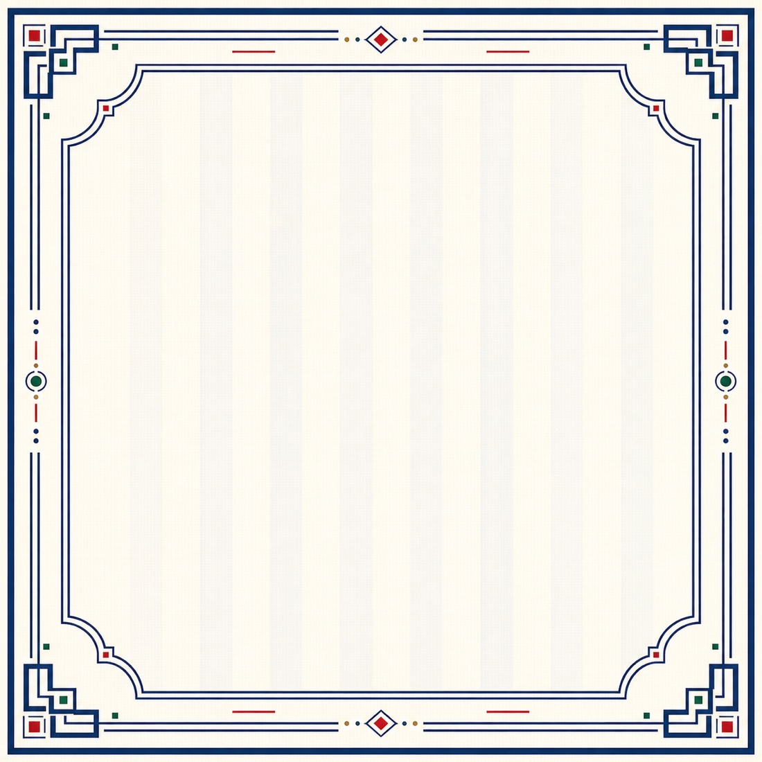 Milk White Navy premium Mahjong mat with crisp navy geometric border