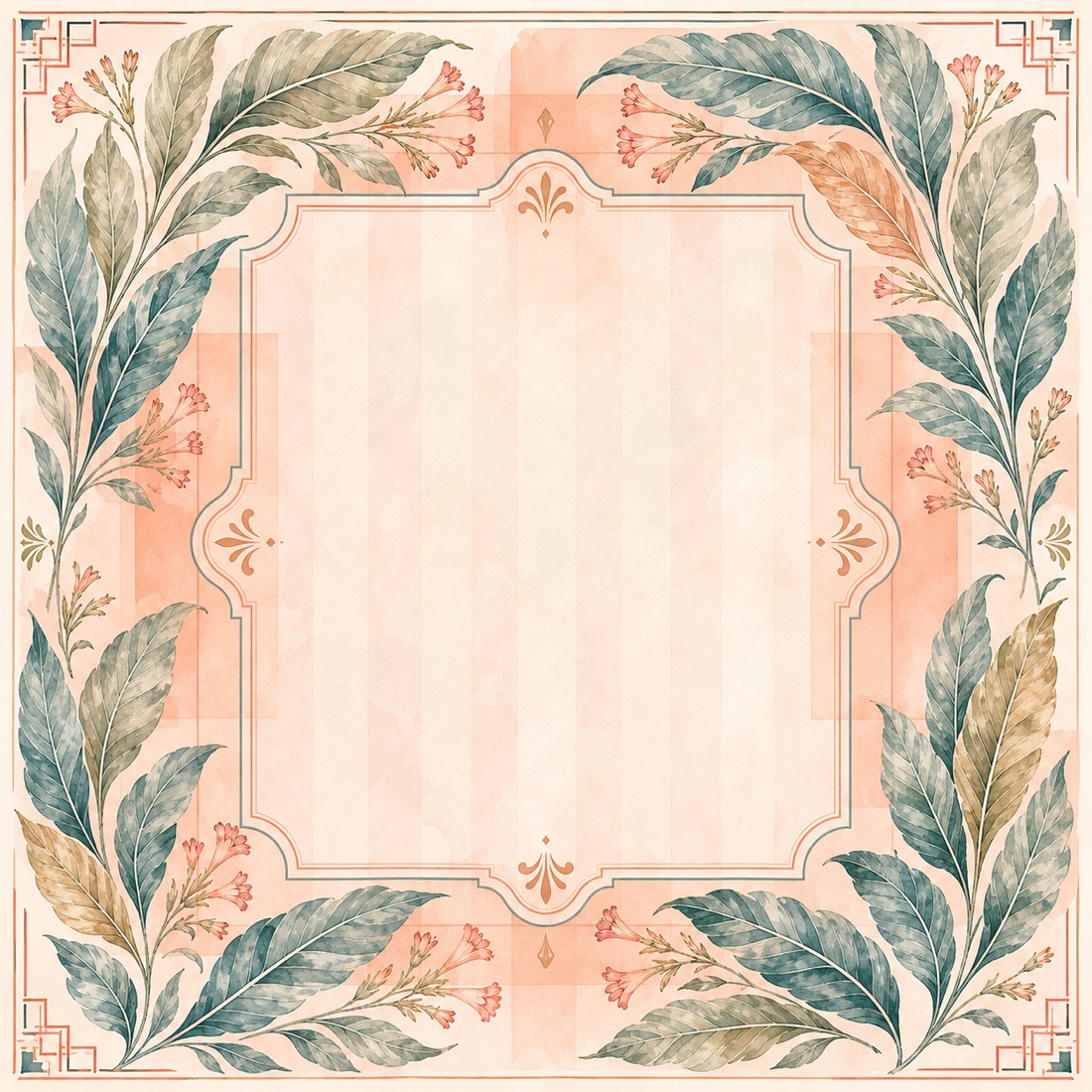 Palm Royale Tobacco Resort Mahjong mat with soft coral teal and tobacco leaf resort border