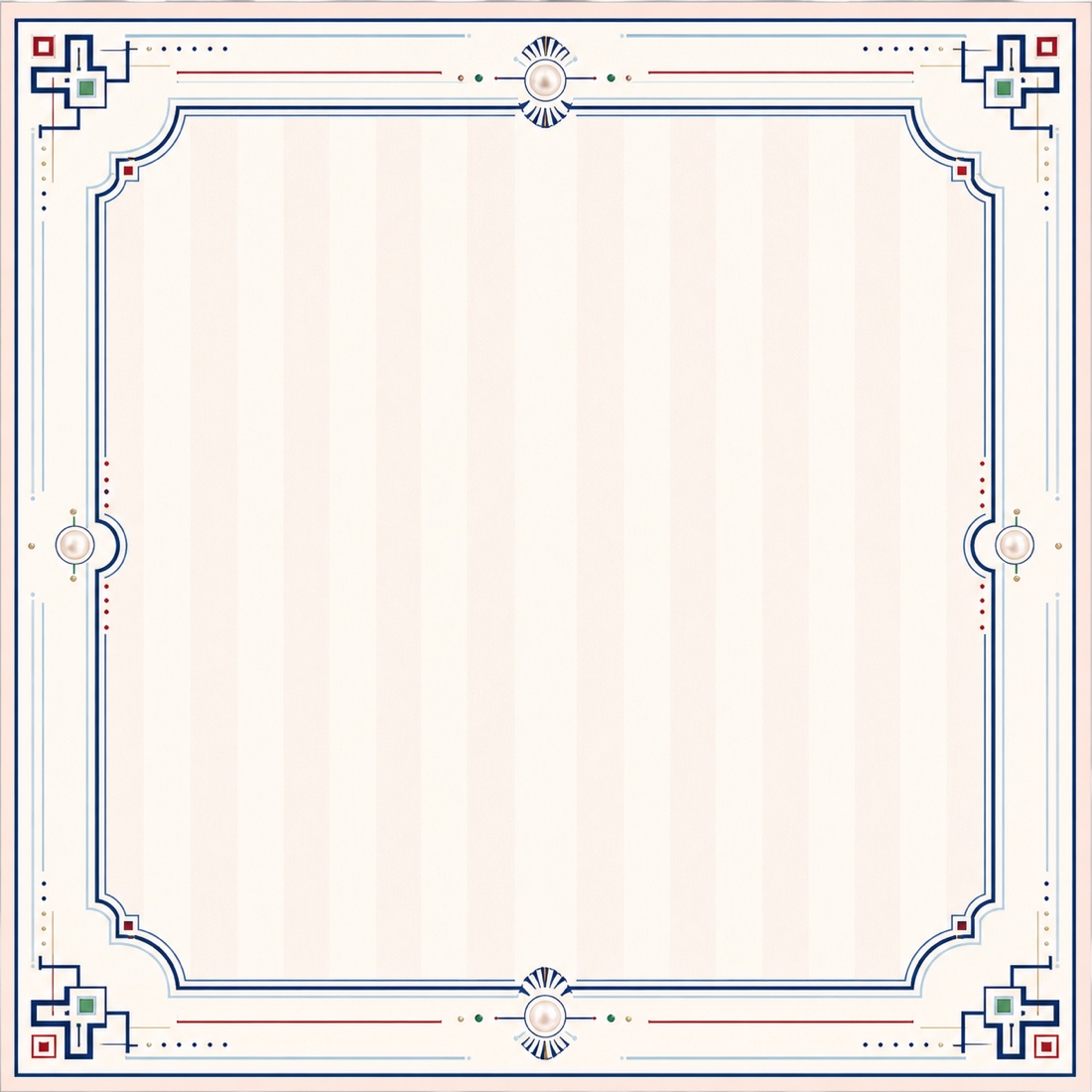 Pearl Navy Blush premium Mahjong mat with navy and blush geometric border