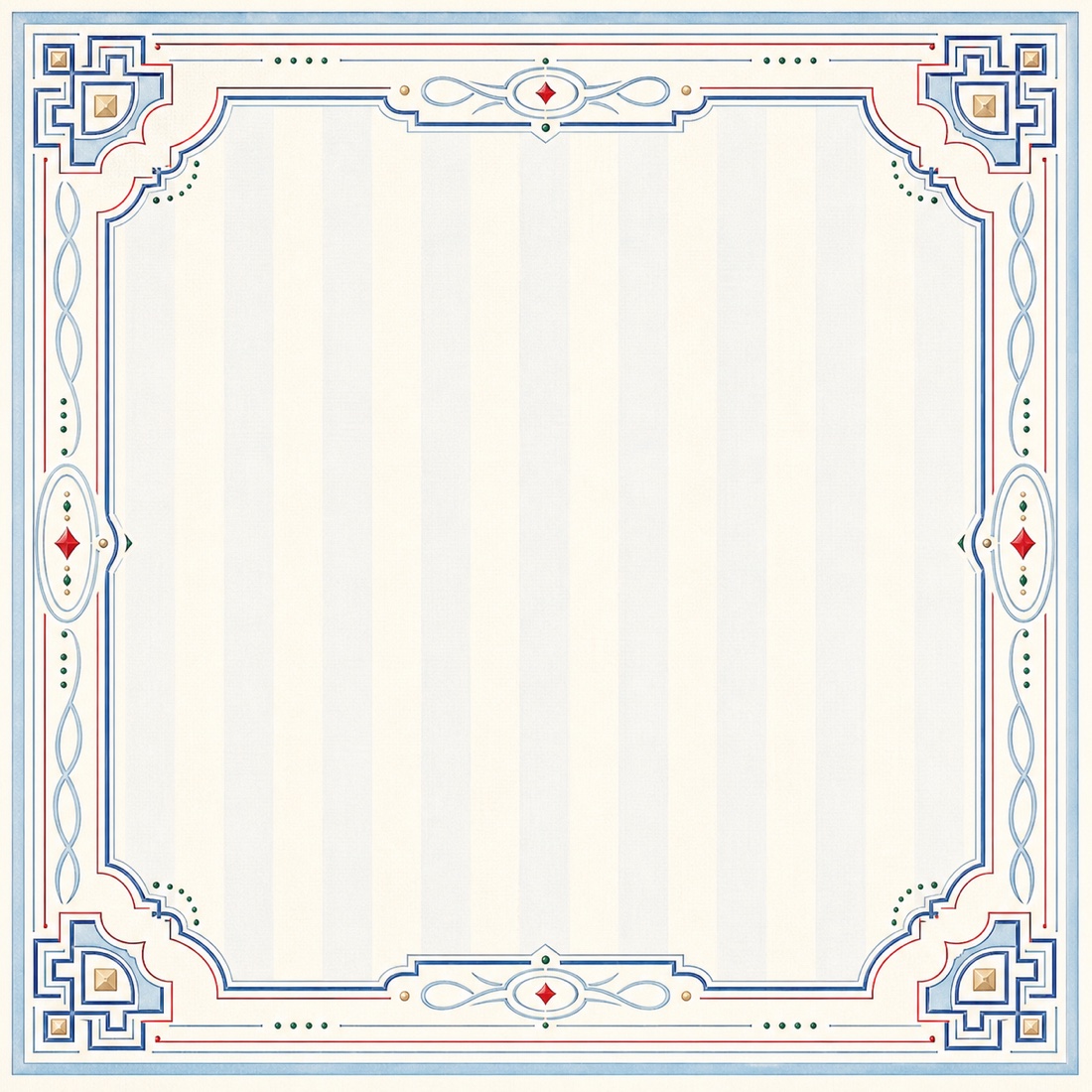 Powder Blue Ruby Jade premium Mahjong mat with powder blue and ruby linework